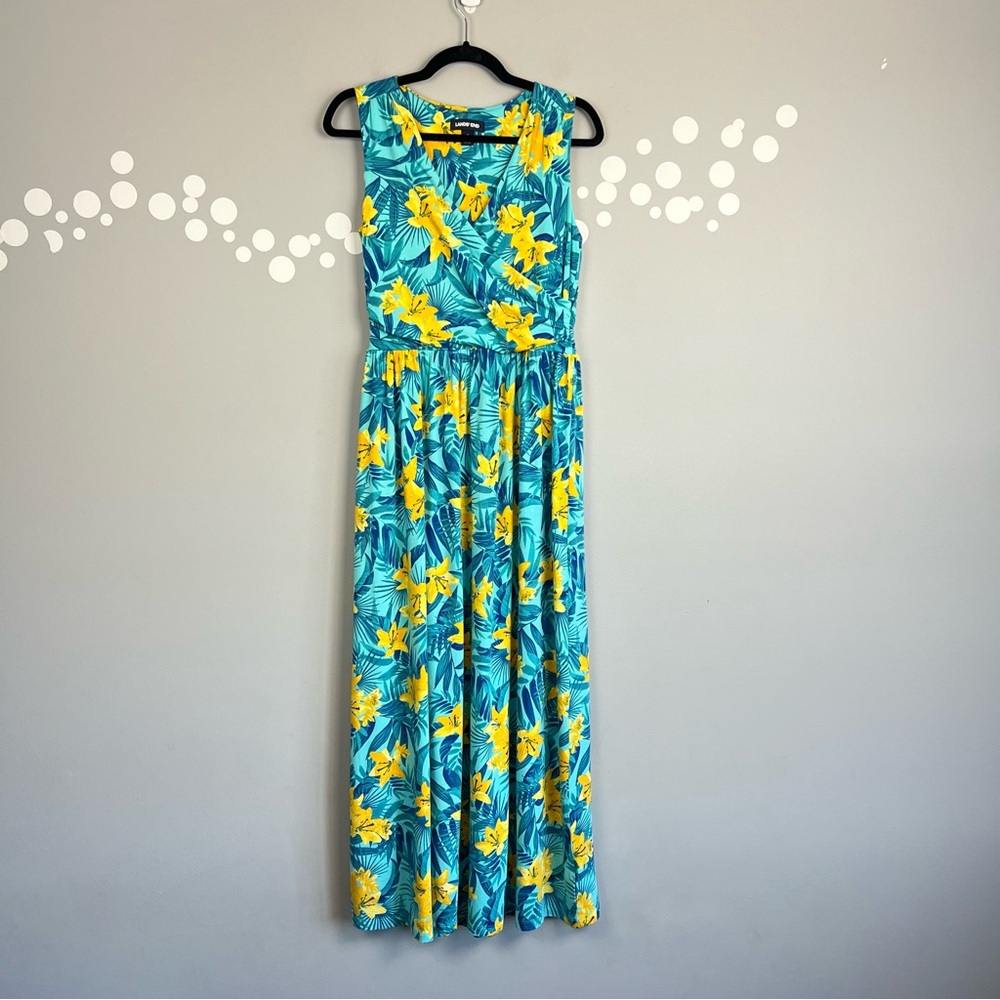 Lands' End Sleeveless Knit Surplice Wrap Maxi Dress Size Small